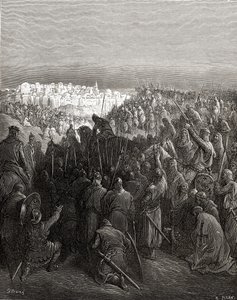 Enthusiasm of the Crusaders in Constantinople in 1204, illustration from 